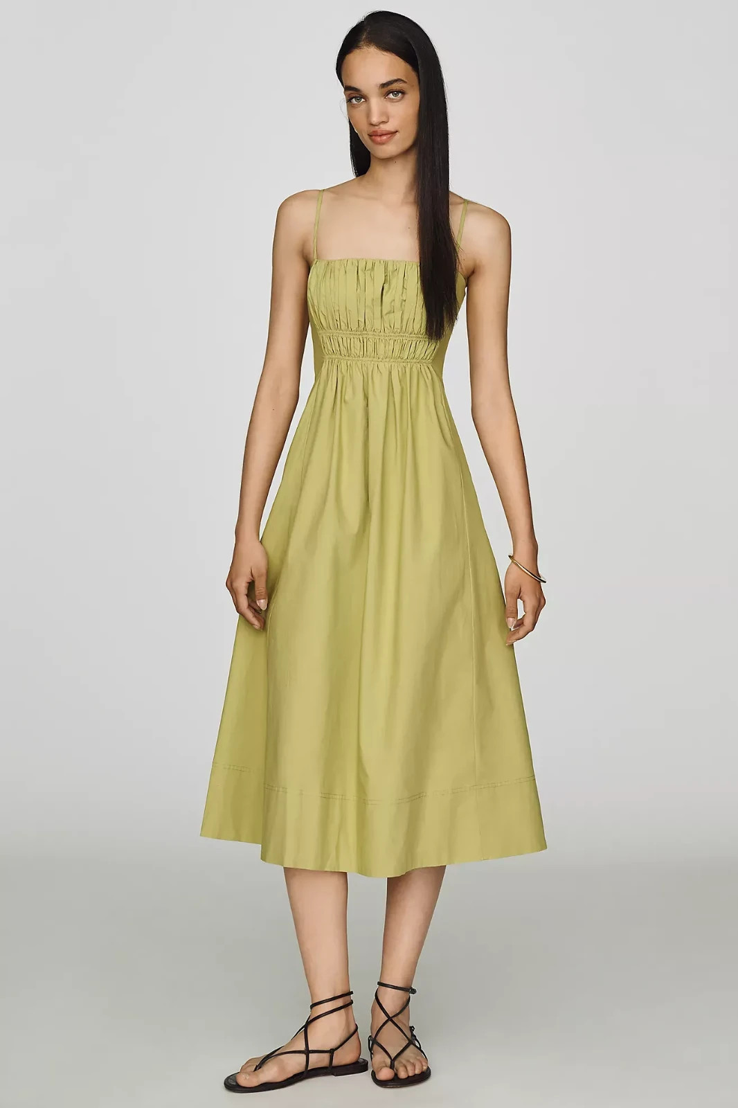 Anthropologie- Maeve Cotton Ruched Midi Dress