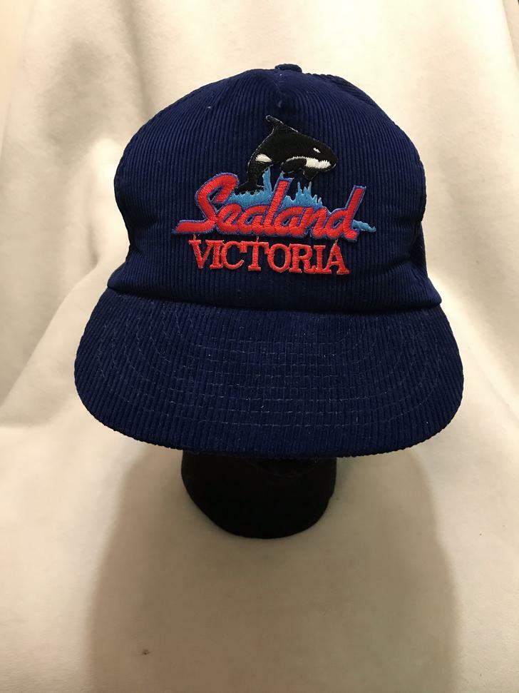 Vintage Sealand Victoria British Columbia Canada Corduroy Snapback Hat Cap
