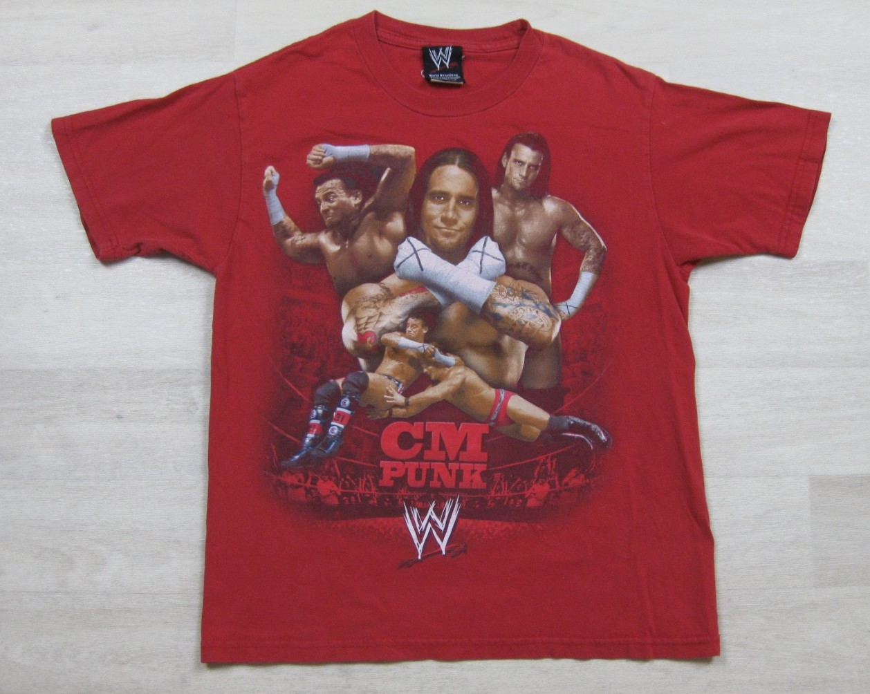 2000s WWE Wrestling T-Shirt Youth Kids (8) CM Punk 2009 Hybrid Red