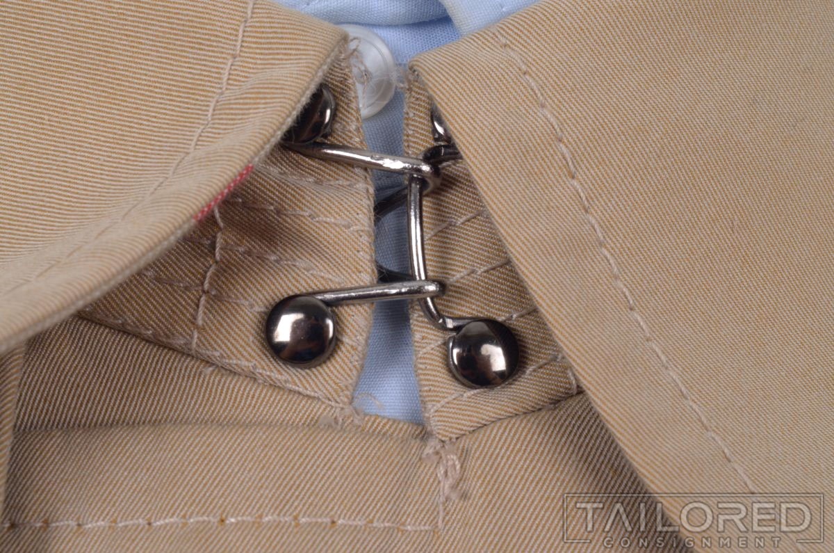 BURBERRY Mainline Solid Beige Cotton Mens Luxury Trench Coat – EU 50 / US 40 R