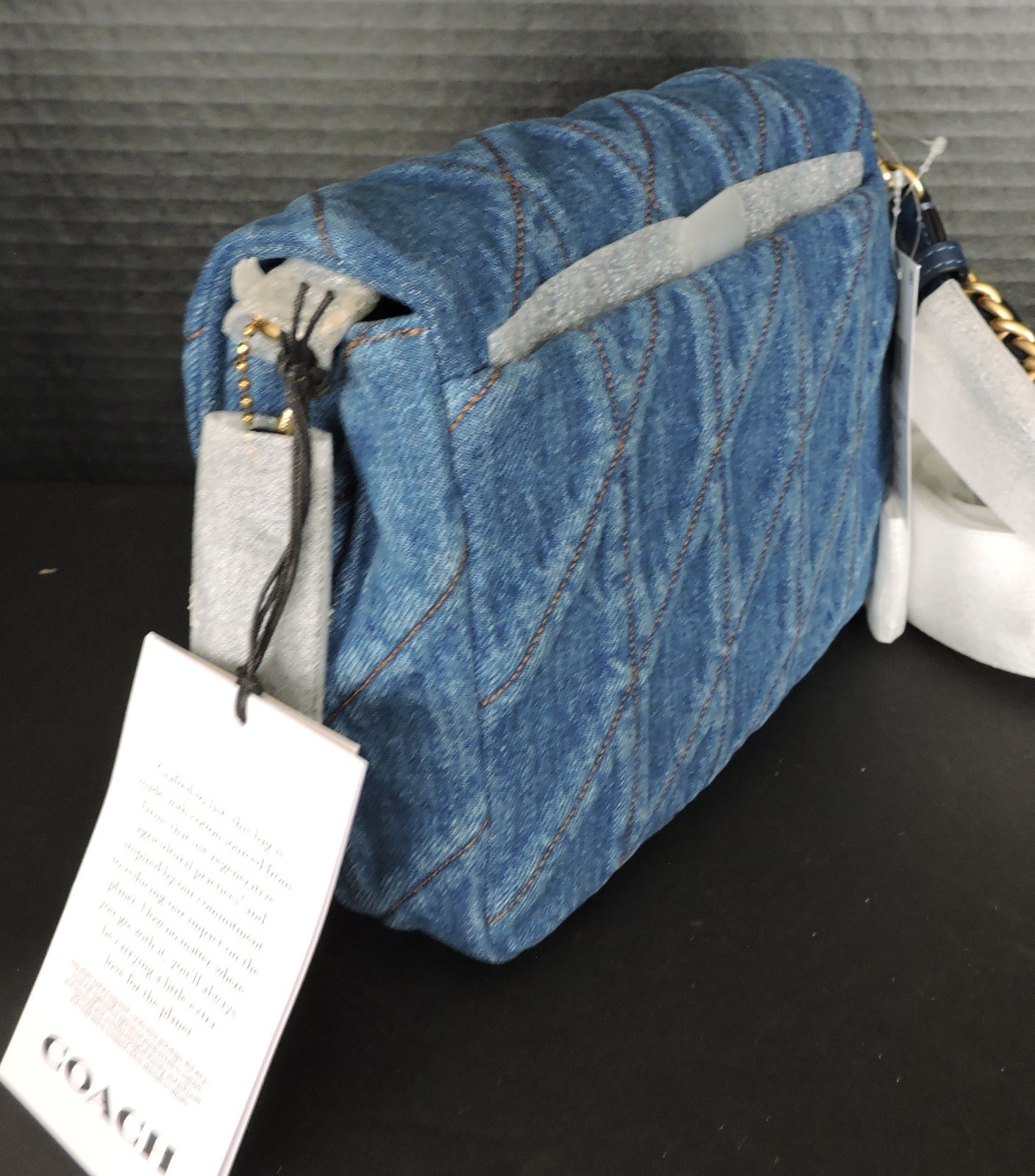 Coach Times Square Tabby Quilted Denim Deep Blue Shoulder Crossbody Bag NWT