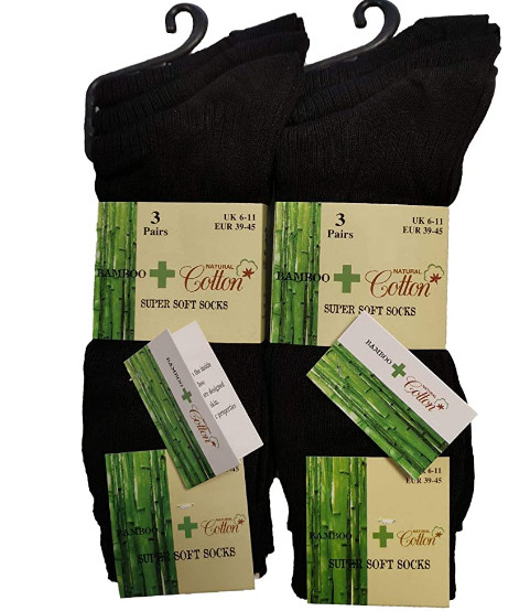 Mens Bamboo and Natural Cotton Super Soft Ribbed Breathable Socks 6-11