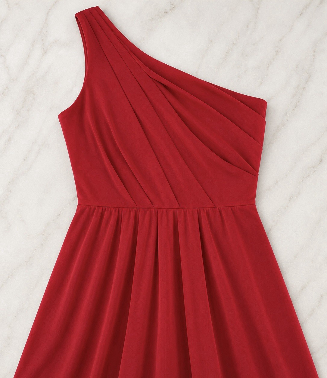 Azazie One-Shoulder Maxi Chiffon Formal Bridesmaid Dress Burgundy/Red – Size A8
