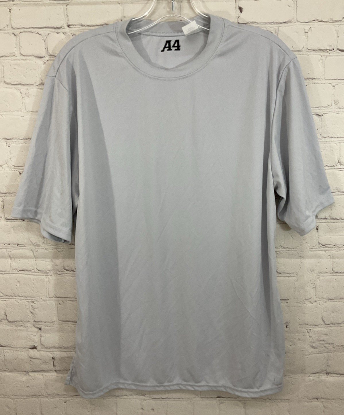 A4 N3142 Adult’s 100% Polyester Athletic Short-Sleeve T-Shirt Light Grey Small