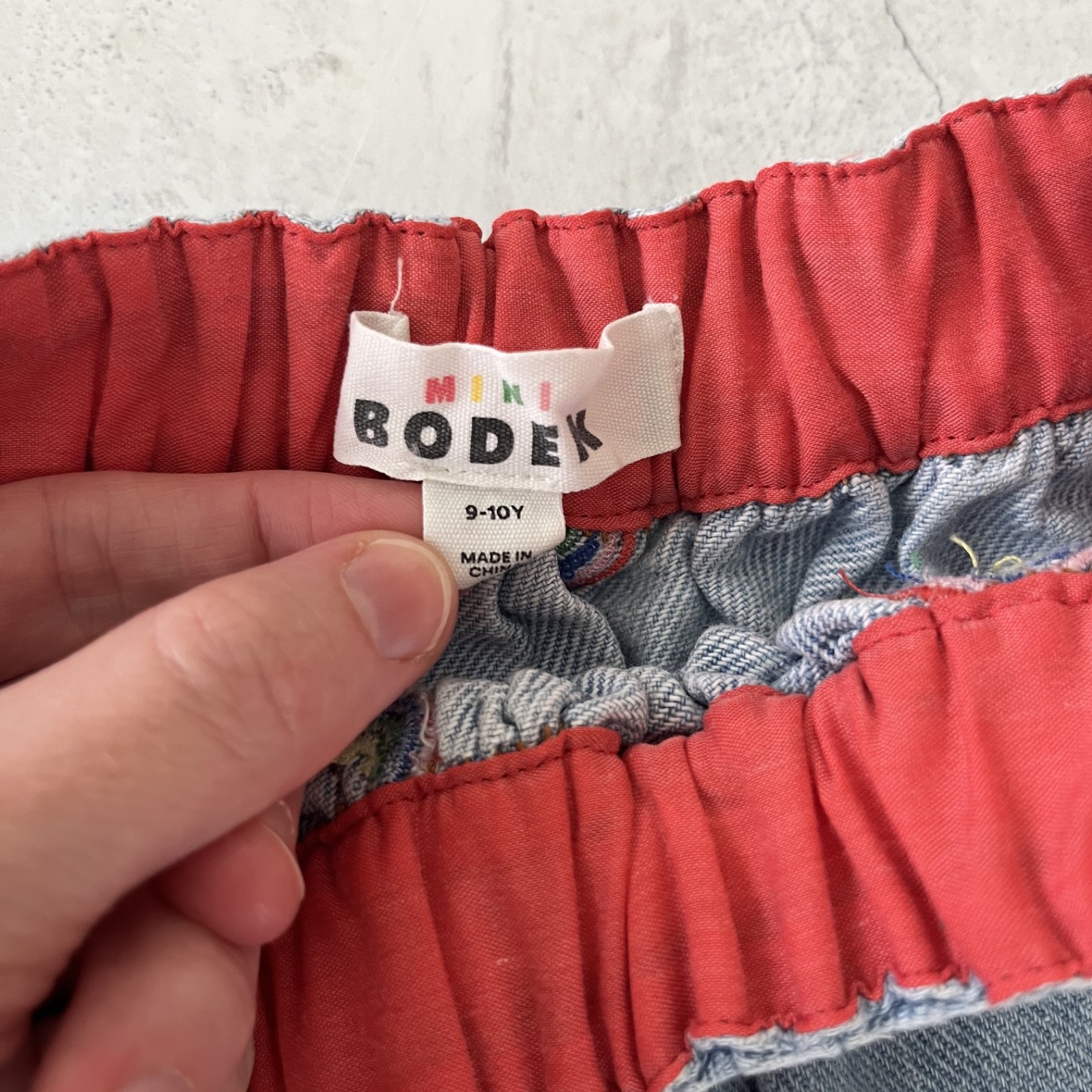 Mini Boden Chambray Embroidered Rainbow Skirt Size 9-10 Years
