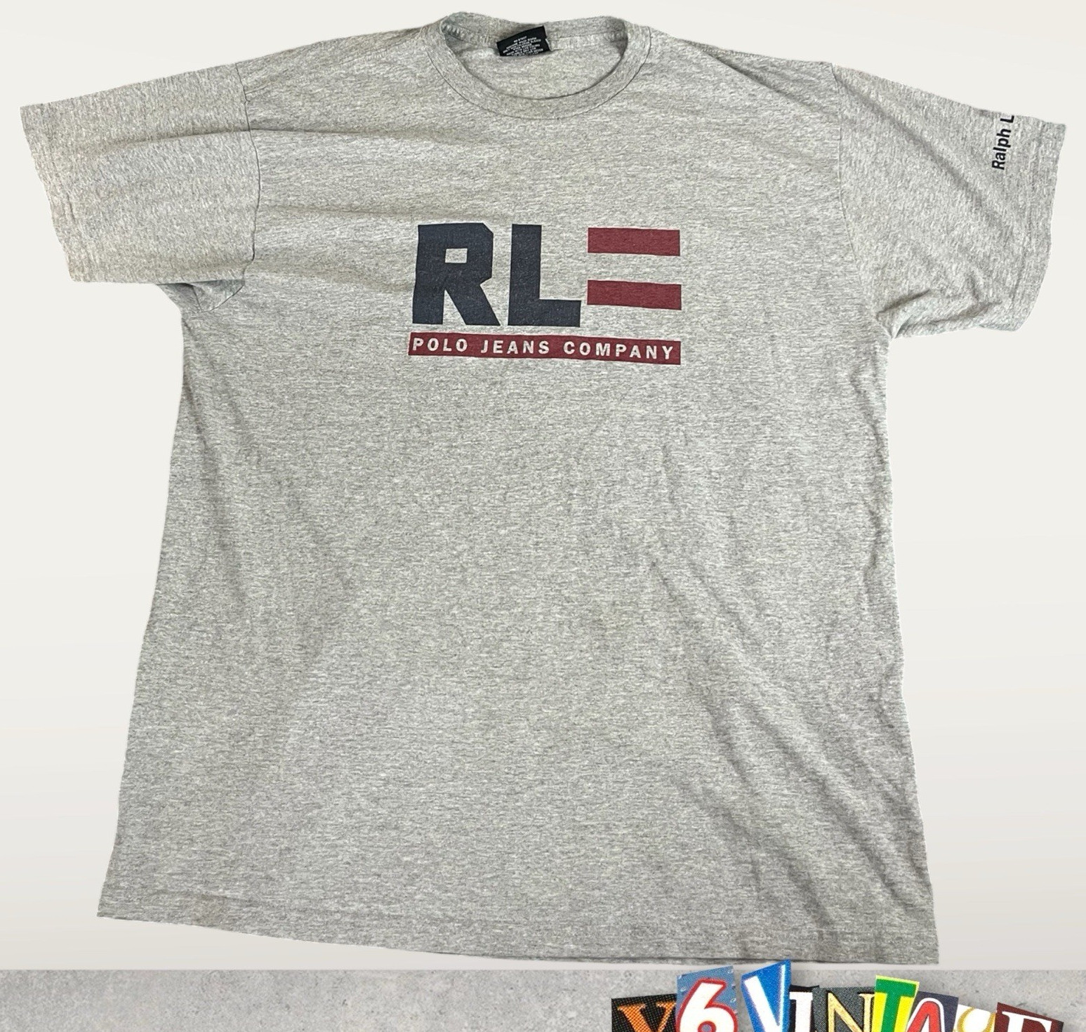 Polo Jeans Co. Ralph Lauren Men’s M Short Sleeve Crew Neck Knit Graphic Tee Gray