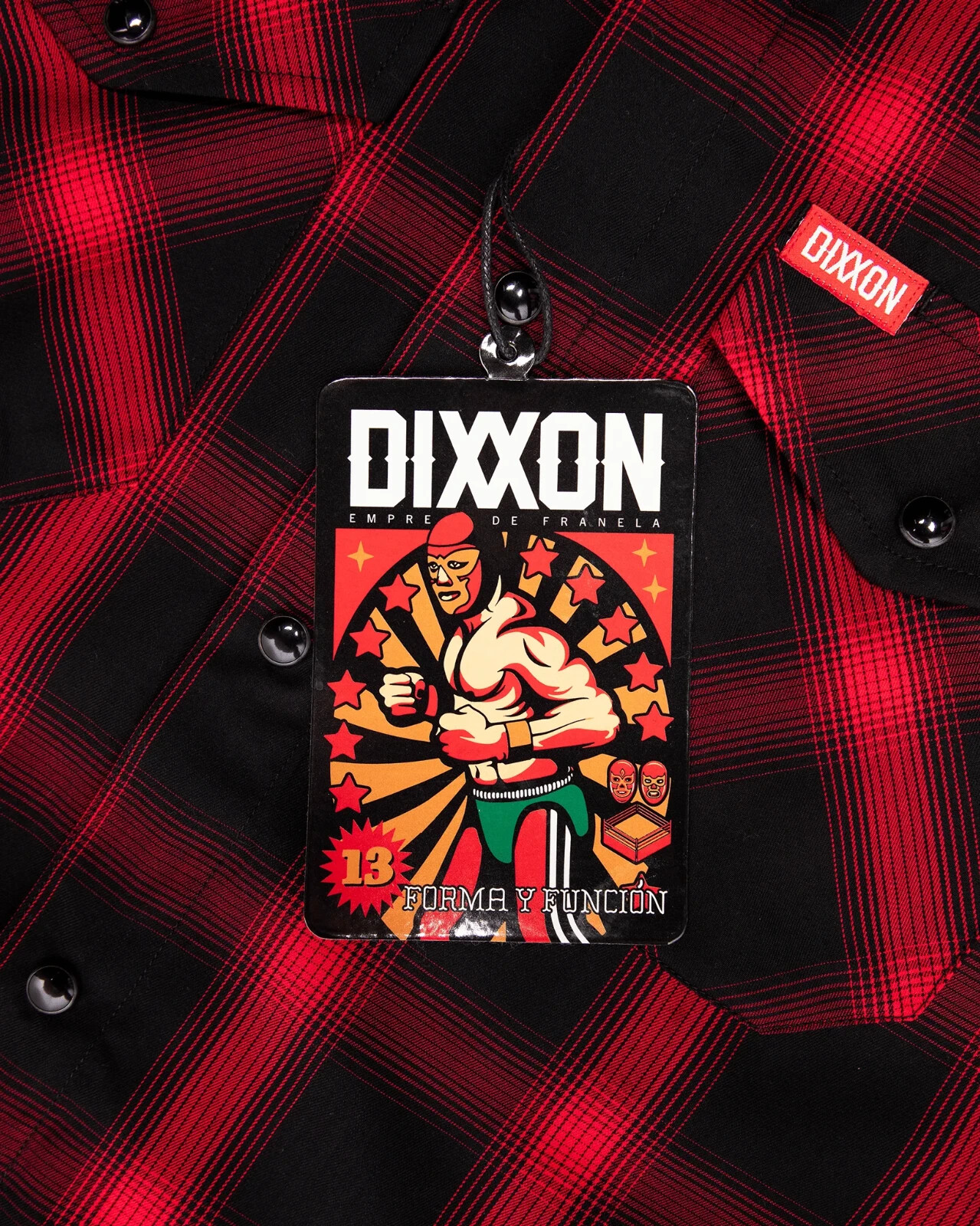 DIXXON Flannel “El Rojo Loco” Mens MEDIUM Red Black Plaid Bamboo Snap Shirt