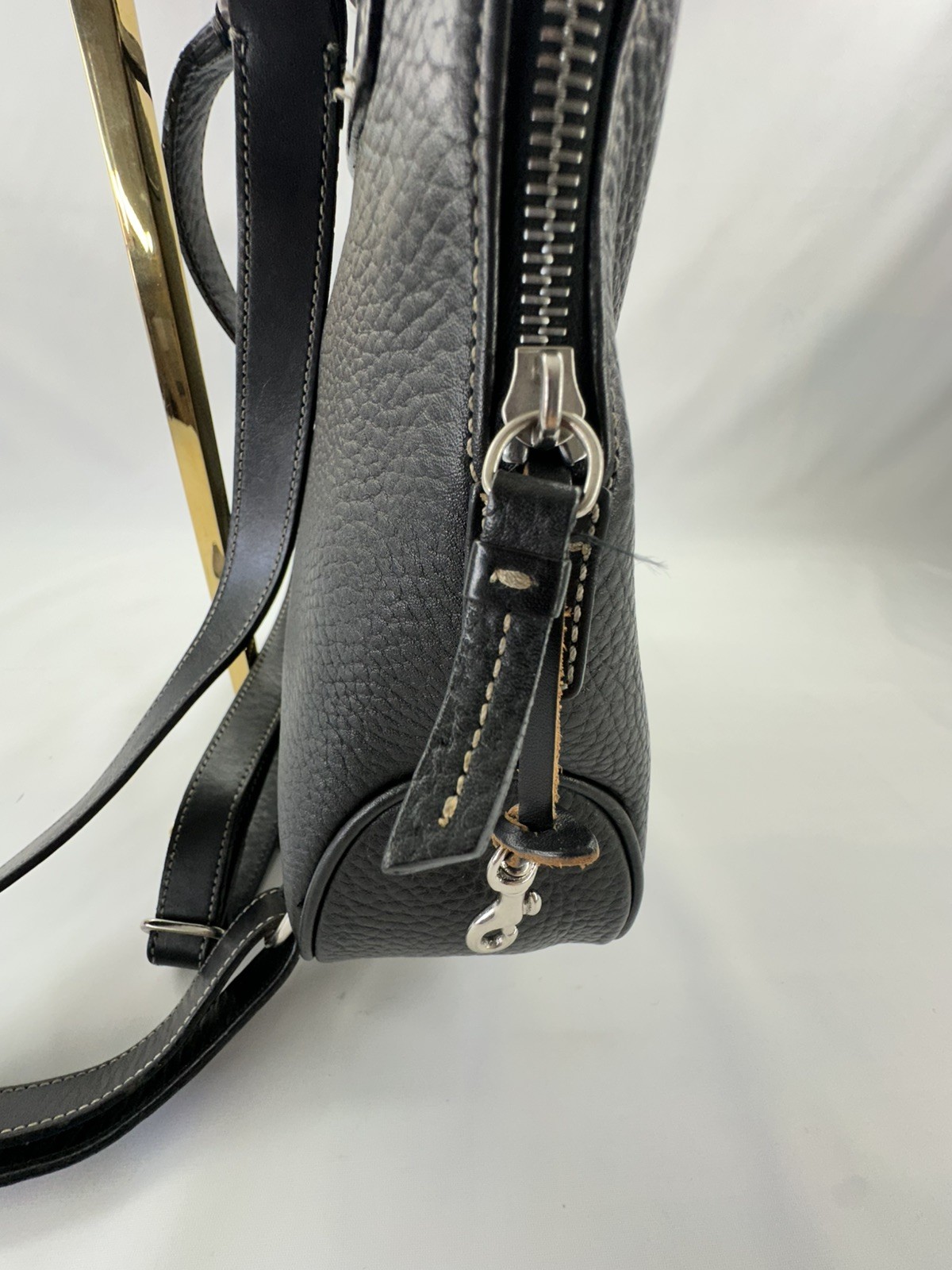 Dooney & Bourke Black Pebbled All Weather Leather Backpack Purse Y2K Zip