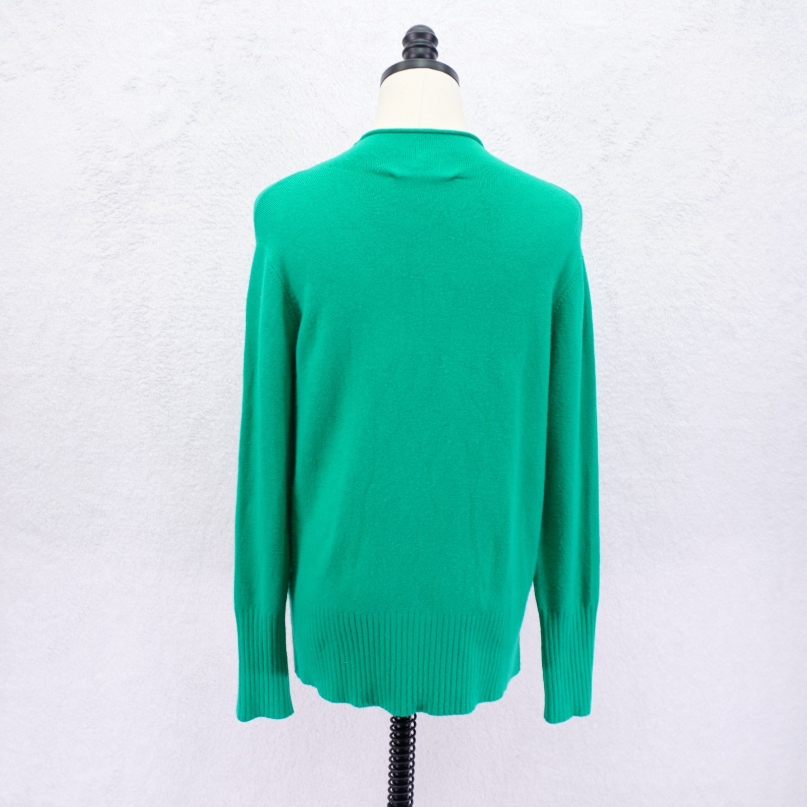 French Connection Large Green Acrylic Knit Long Sleeve Mock Neck Sweater
