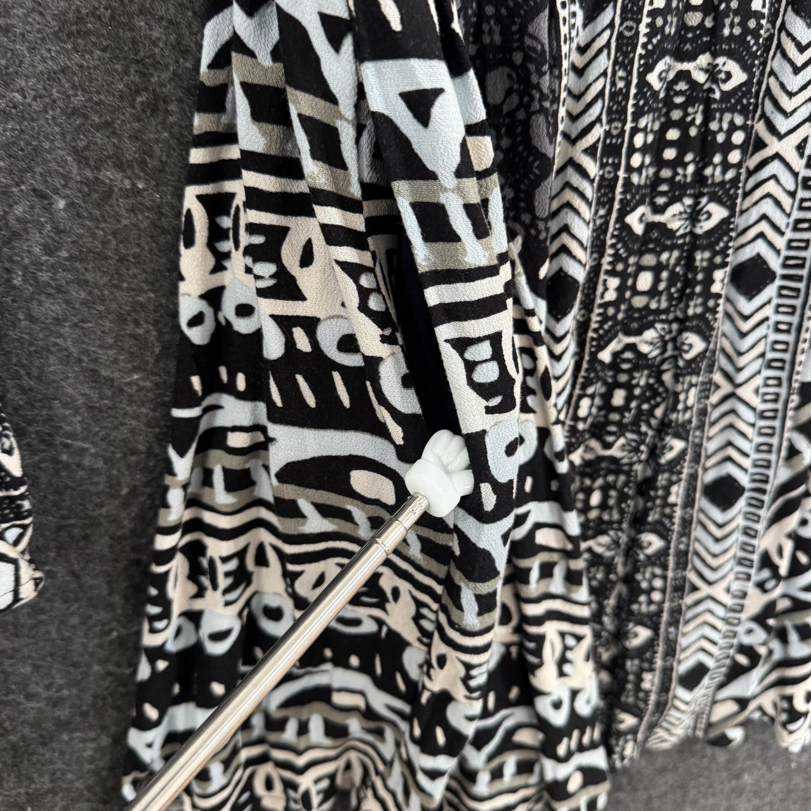 Free People Tegan Border Printed Dress Women’s 4 Black Geometric Bell Sleeve