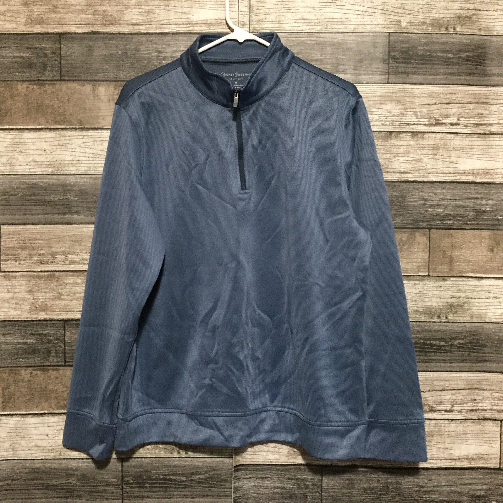 Hickey Freeman 1/4 Zip Pullover Men’s M Blue Striped Performance Casual A4