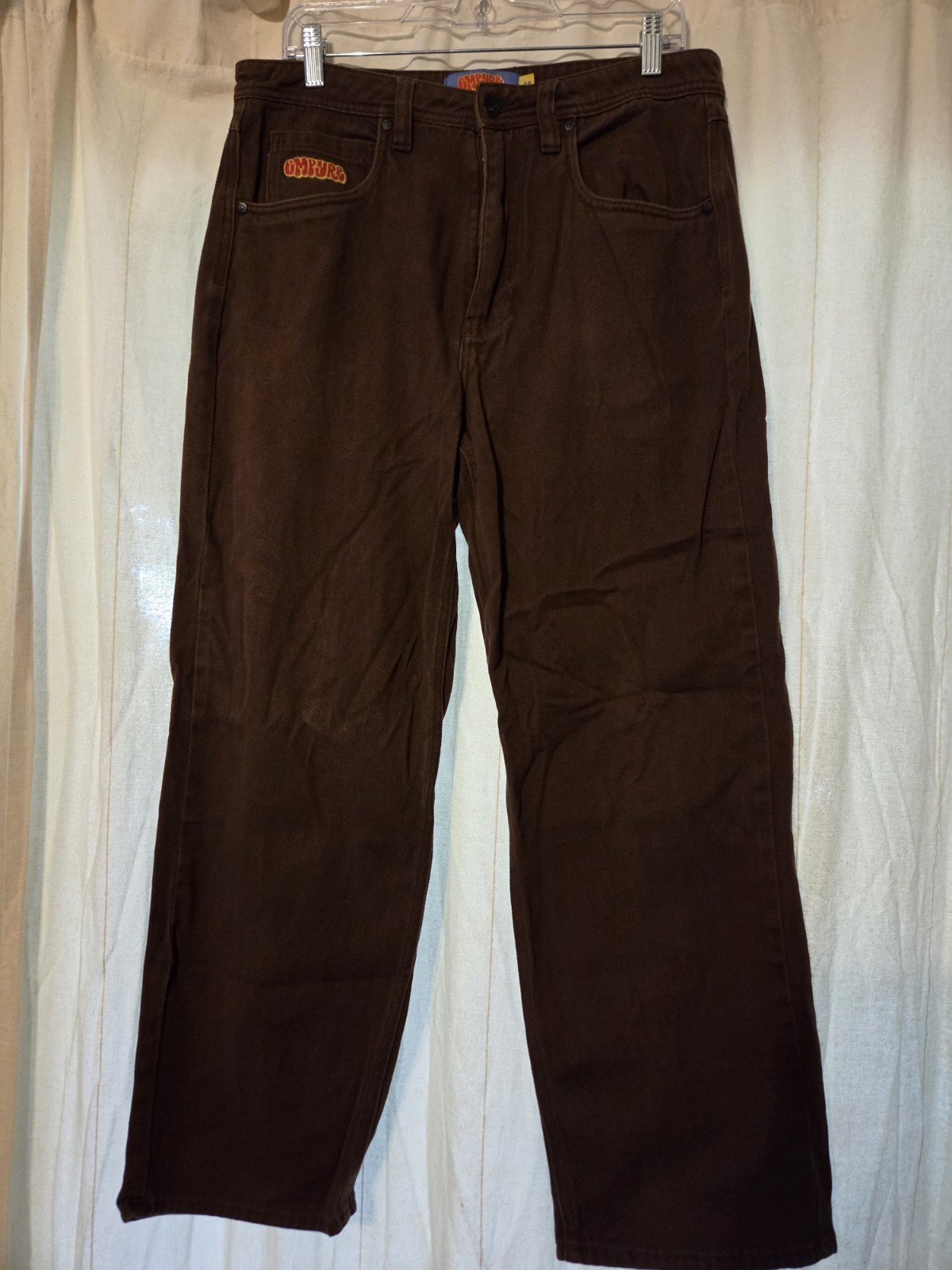 Empyre Men’s Straight Regular Fit Button Fly Brown Dark Wash Denim Jeans