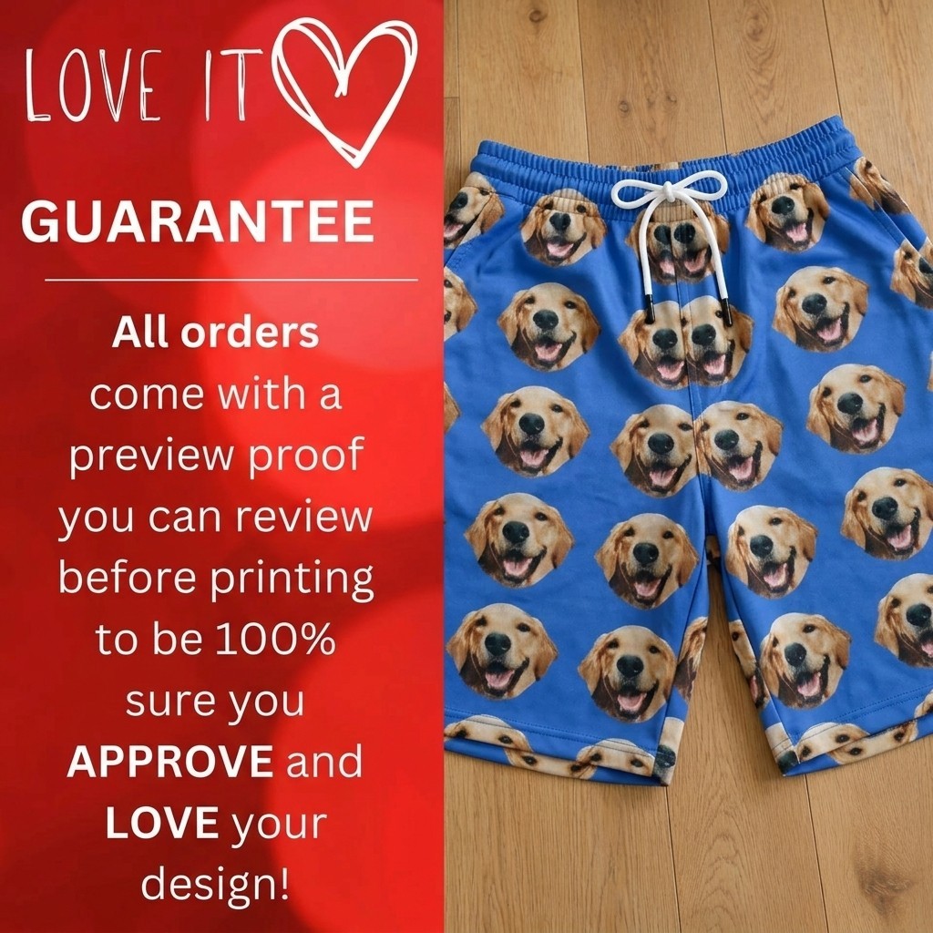 Custom Pet Face Shorts with Photo – Personalized Dog Pajama Shorts, Funny Pet Gi