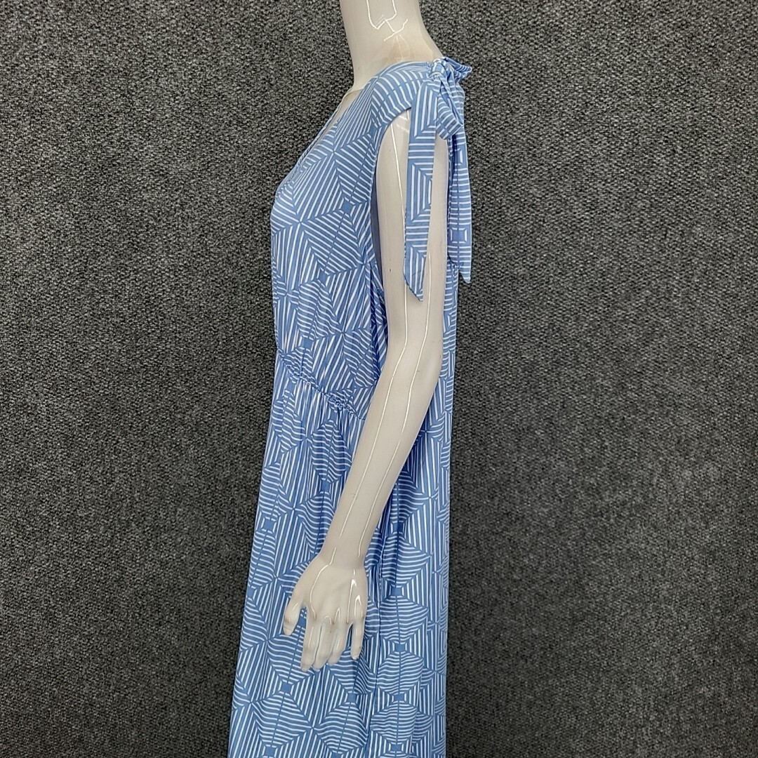 Stan Herman Silky Jersey Lounge Maxi Gown Dress X-Large Size Blue Top w Pockets