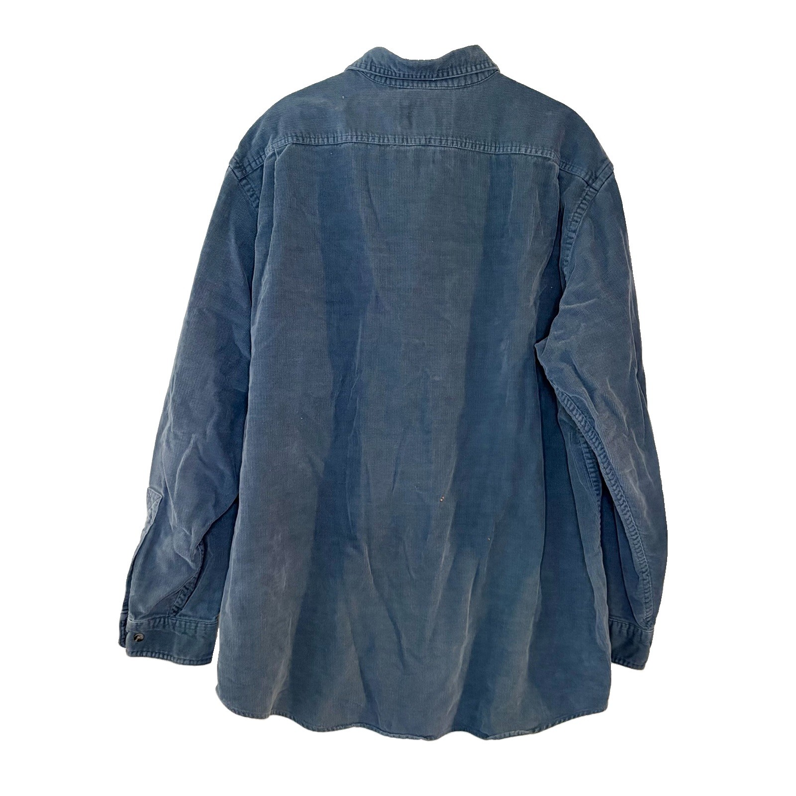 LL Bean Mens L Corduroy Button Down Shirt Blue Long Sleeve Cotton 259827