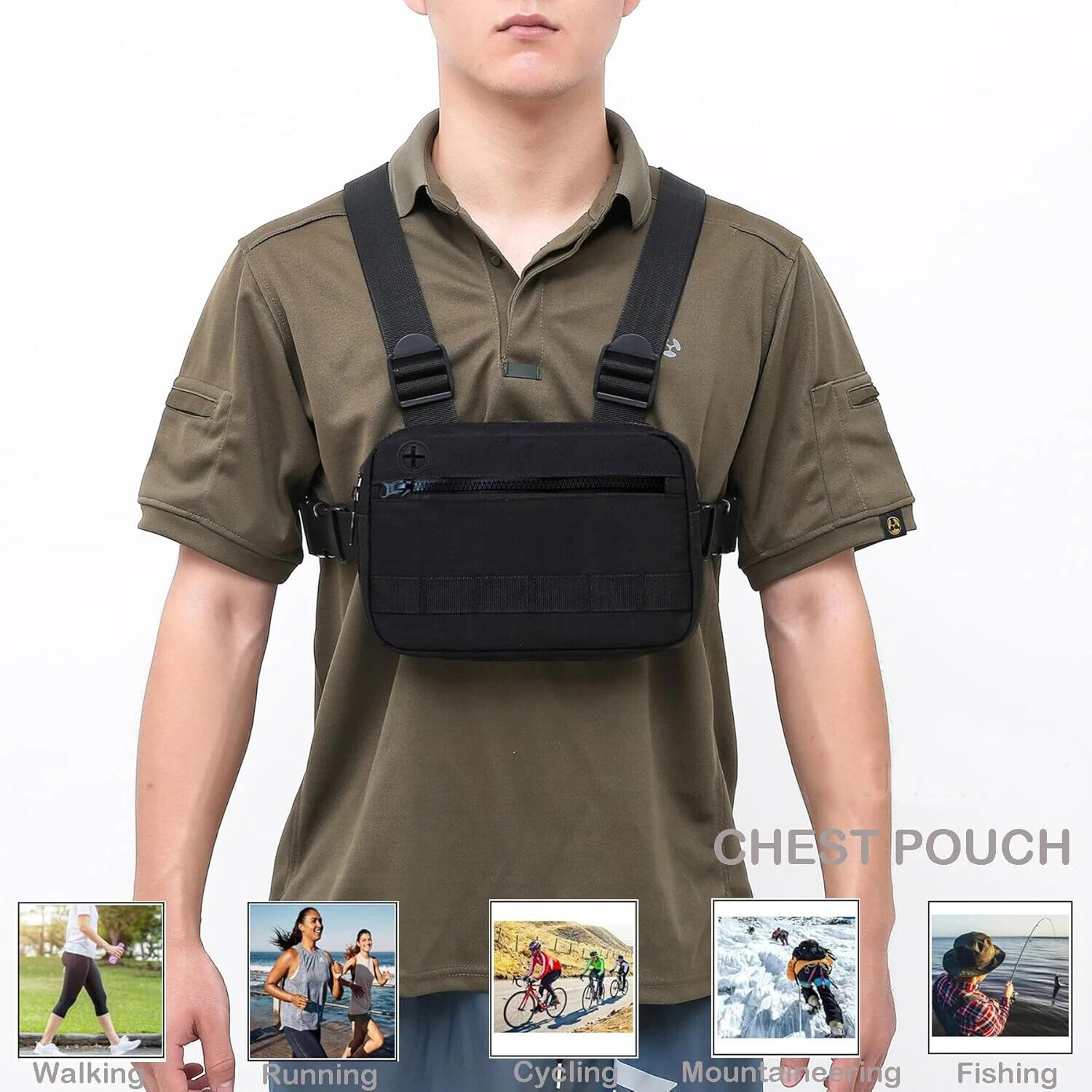 Outdoor Chest Bag EDC Utility Pack Chest Rig Pouch For Workout Cycling Unisex