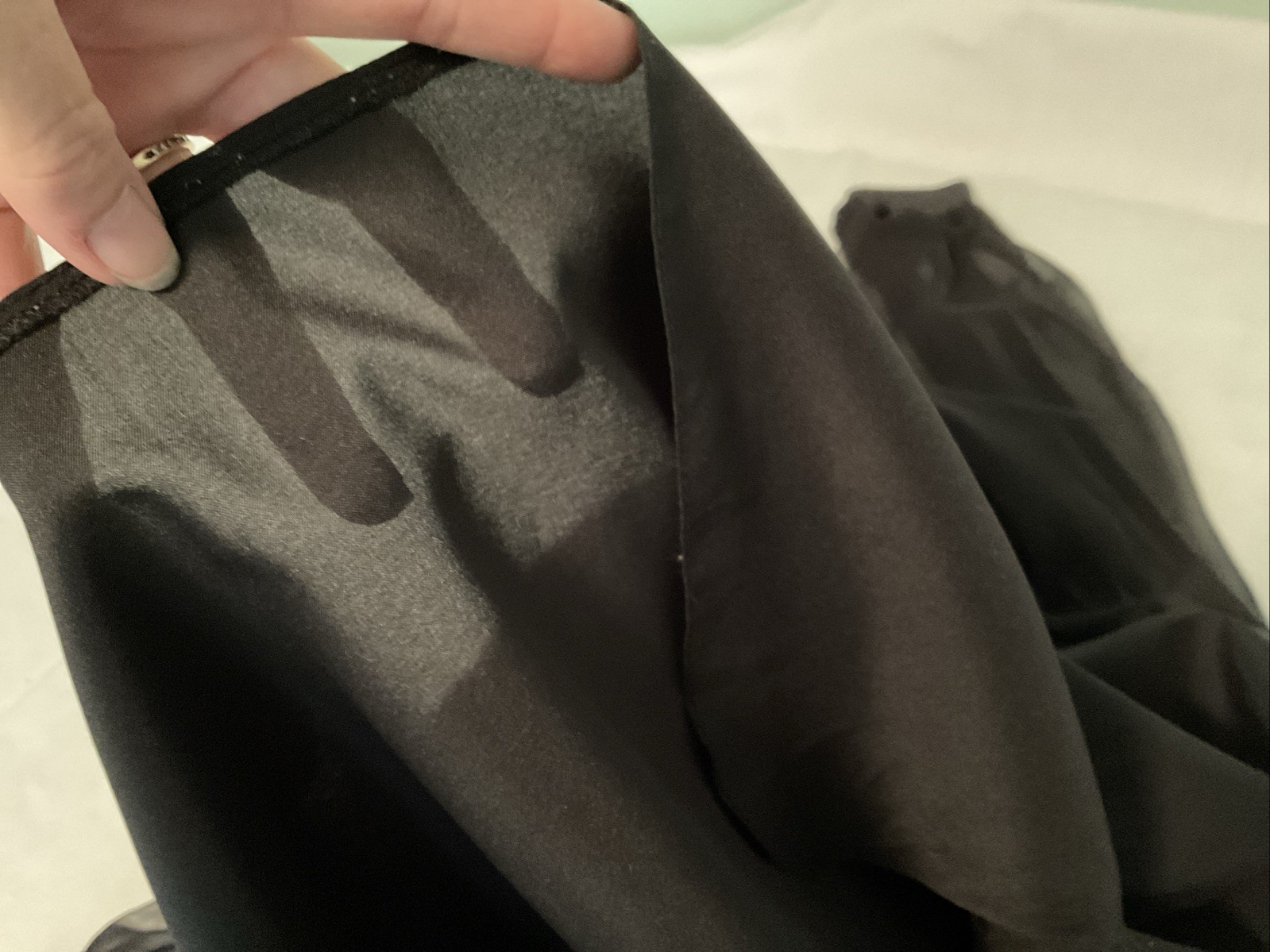 Vintage 80s Black Button Up Blouse Sheer Long Sleeve Size L Capri France