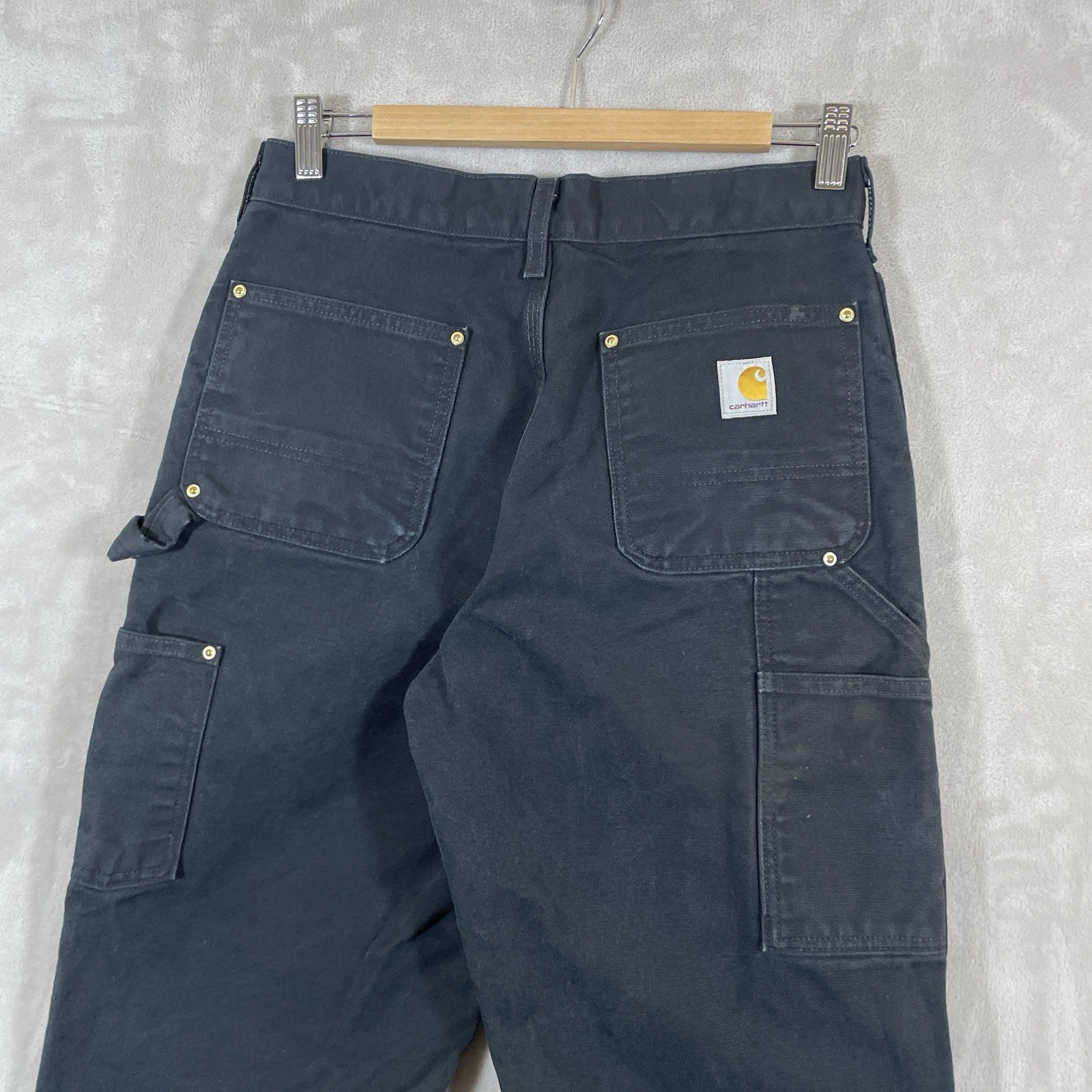 Carhartt B01 BLK Loose Fit Double Knee Canvas Pants Mens 30×32 (fit 30×30) Black