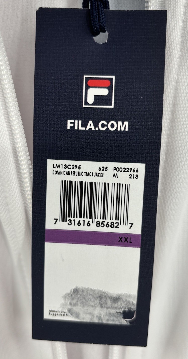 FILA Dominican Republic Track Jacket Full Zip Men’s Size 2XL Soccer NEW