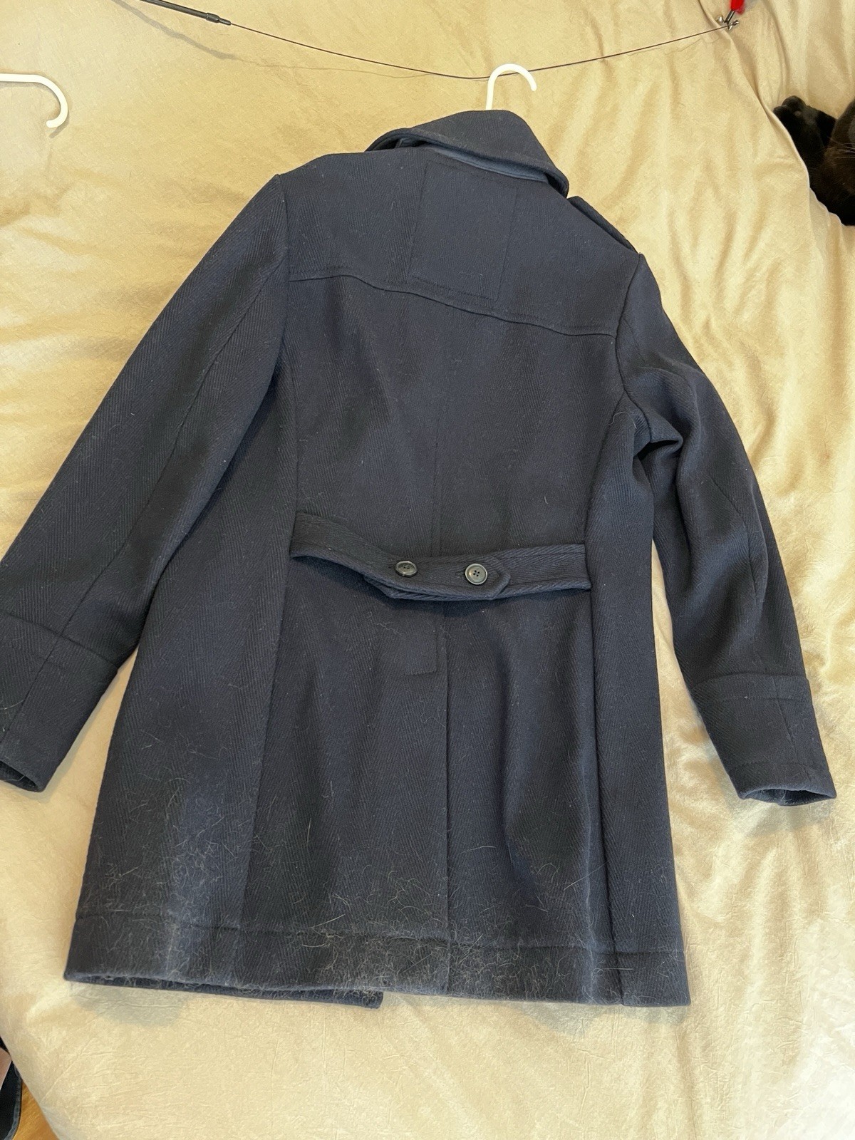 SUPERDRY Classic Bridge Coat Wool Large 4.9/5 No Marks Dark Navy Blue