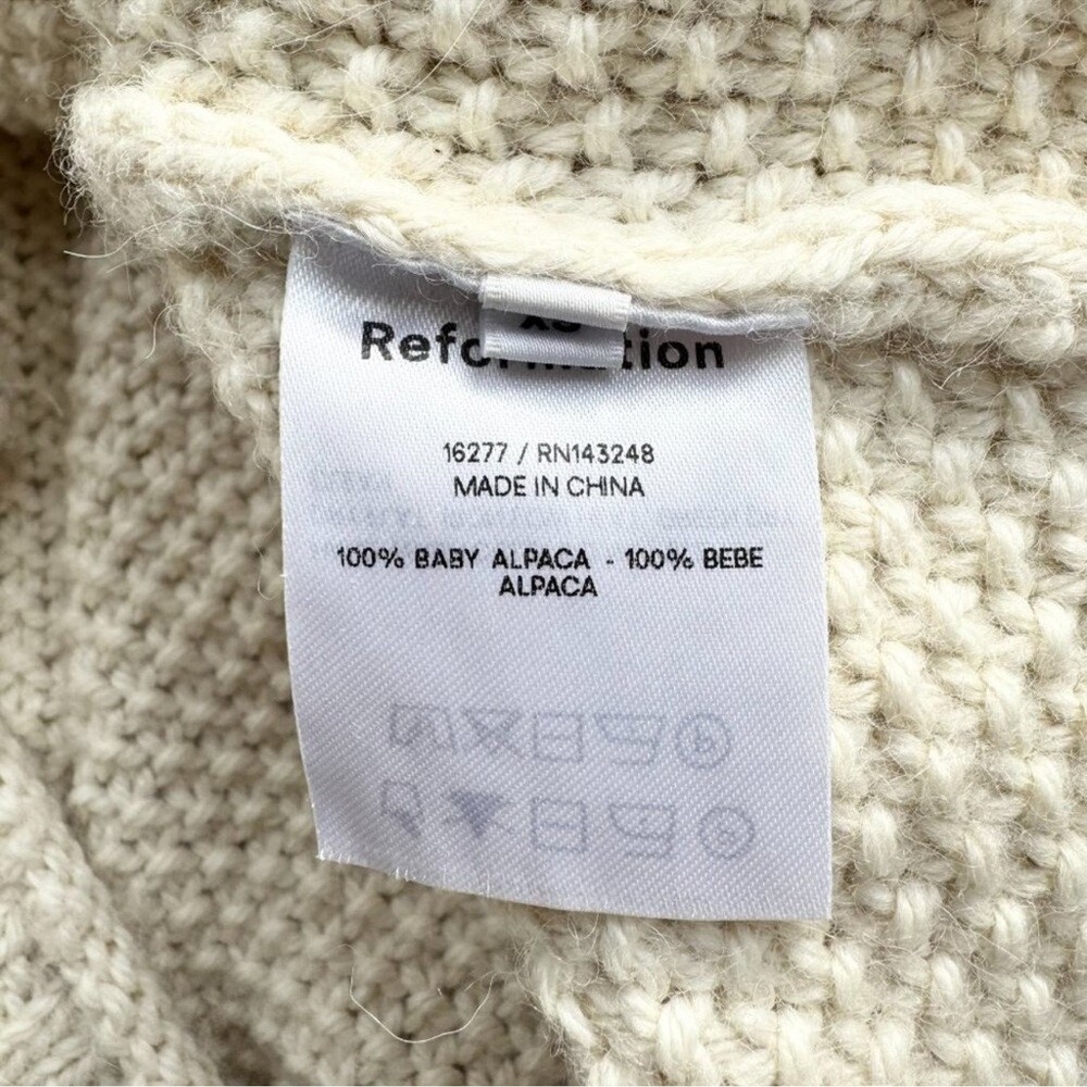 Reformation Poste Baby Alpaca Turtleneck Knit Sweater Cream XS