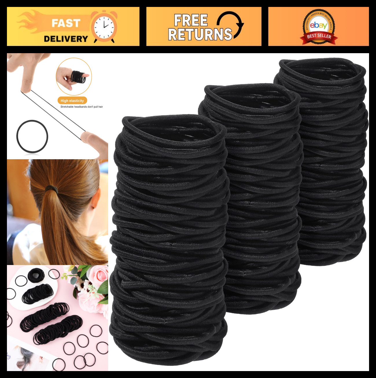 2000 Pcs Hair Ties Bulk, Small Elastic Bands for Ponytails, Thick & Curly Hair