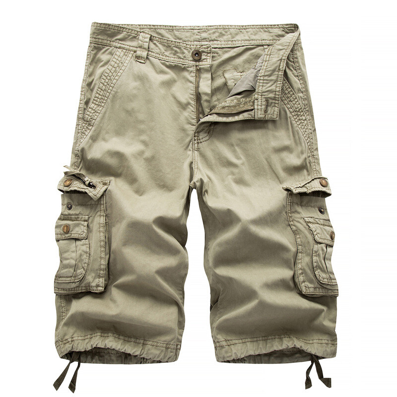 Mens Casual Solid Cargo Shorts Multi Pockets Washed Lounge Size 30-48