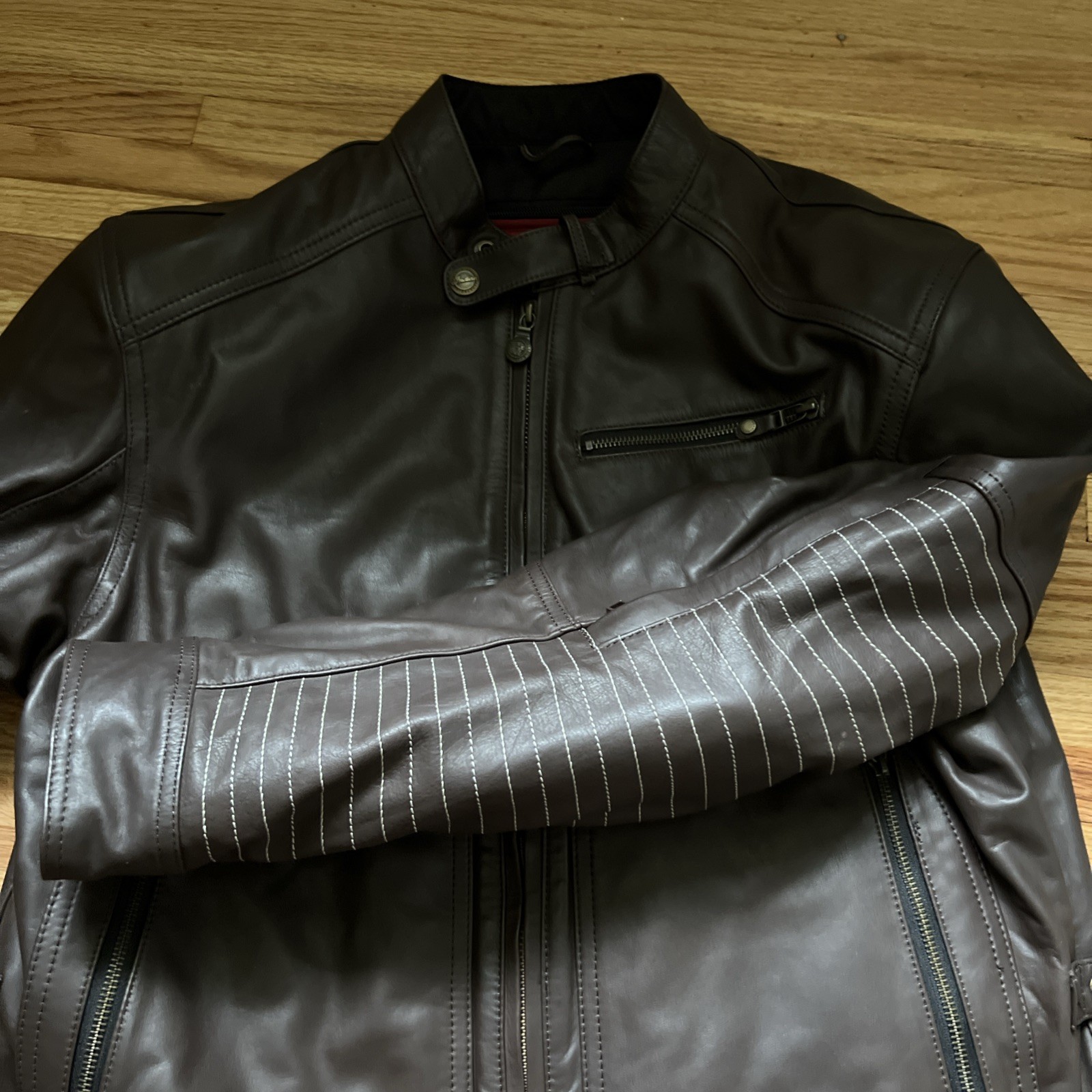 Indian Motorcycle Men’s Phoenix Leather Jacket W/ Armor Brown New Genuine