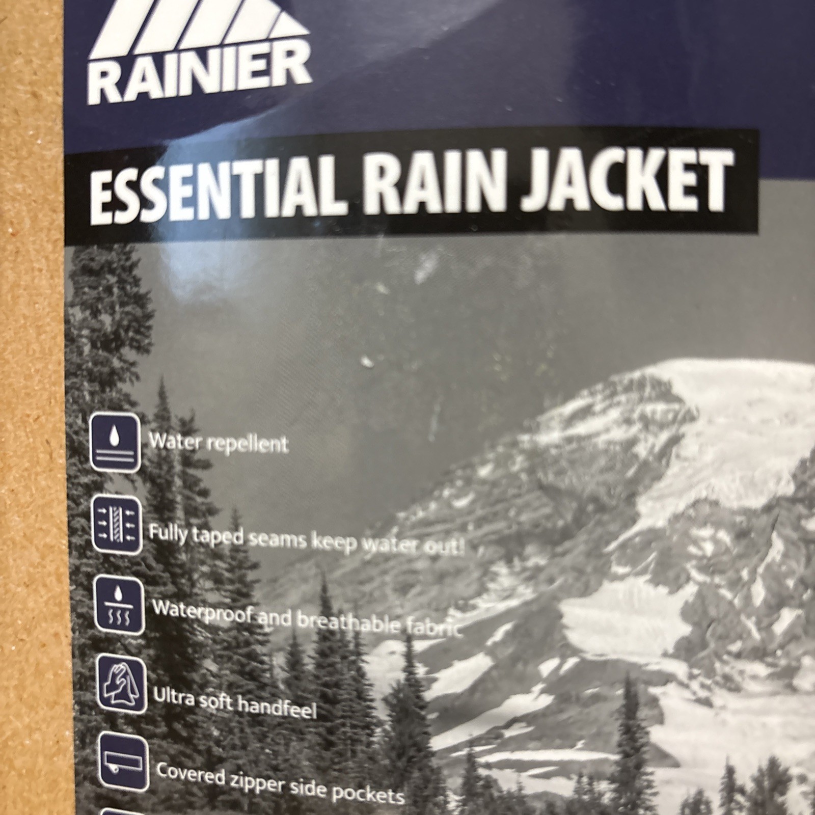 NEW Men’s Rainier Essential Raincoat Jacket Navy Blue w/Hood Size: Large