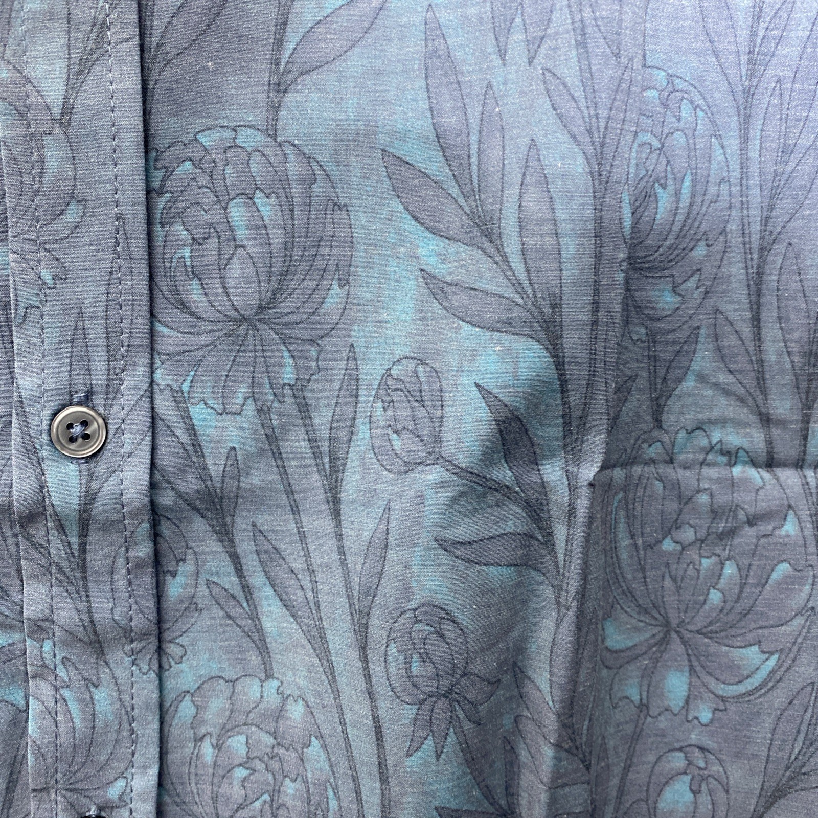 Into The AM Relaxed Button Up Blue Tonal Floral Short Sleeve Casual Mens 2XL