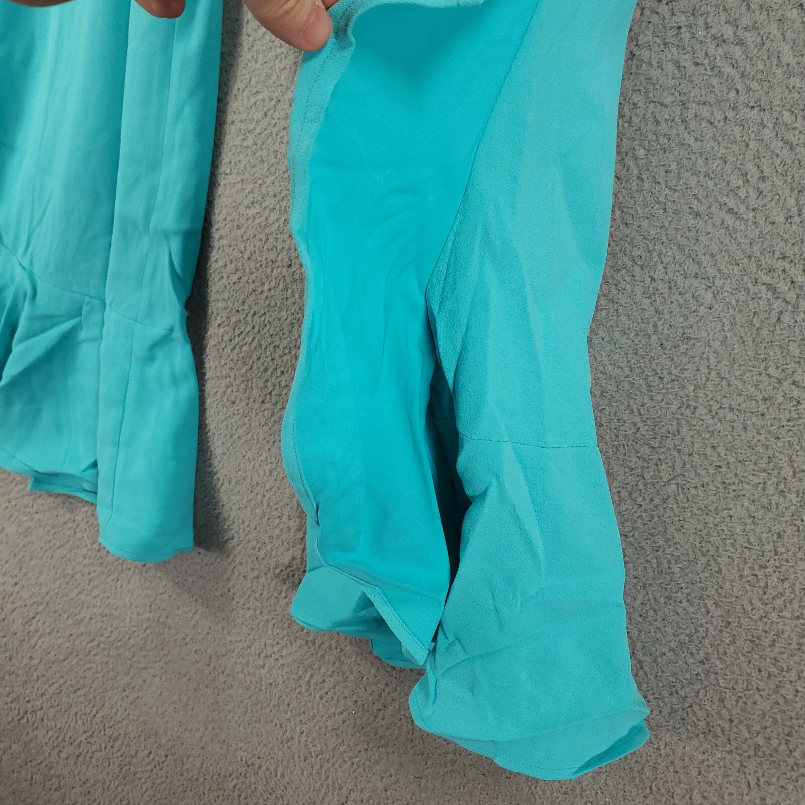 New Womens Size 16 Pants Ruffled Wide Leg Teal Blue Side Zip Waist Lined 35×29
