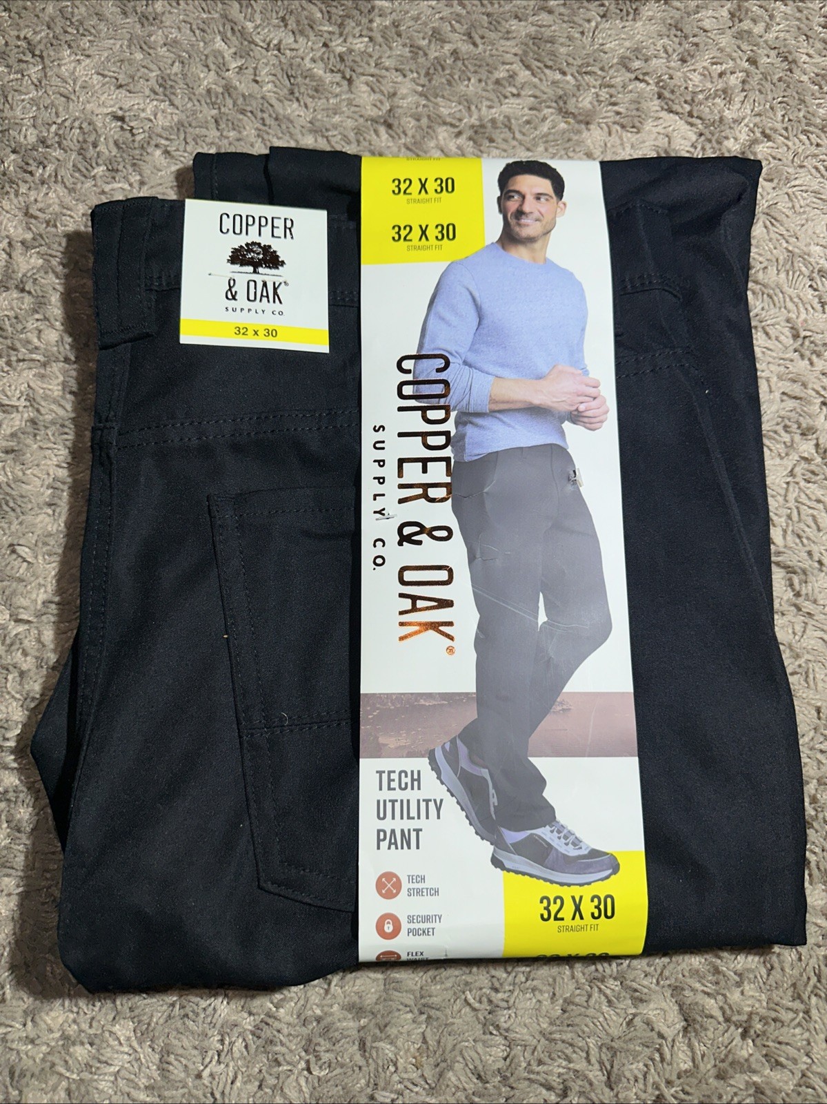 NEW Men’s Copper and Oak Black Stretch Tech Utility Pants Size 32 x 30