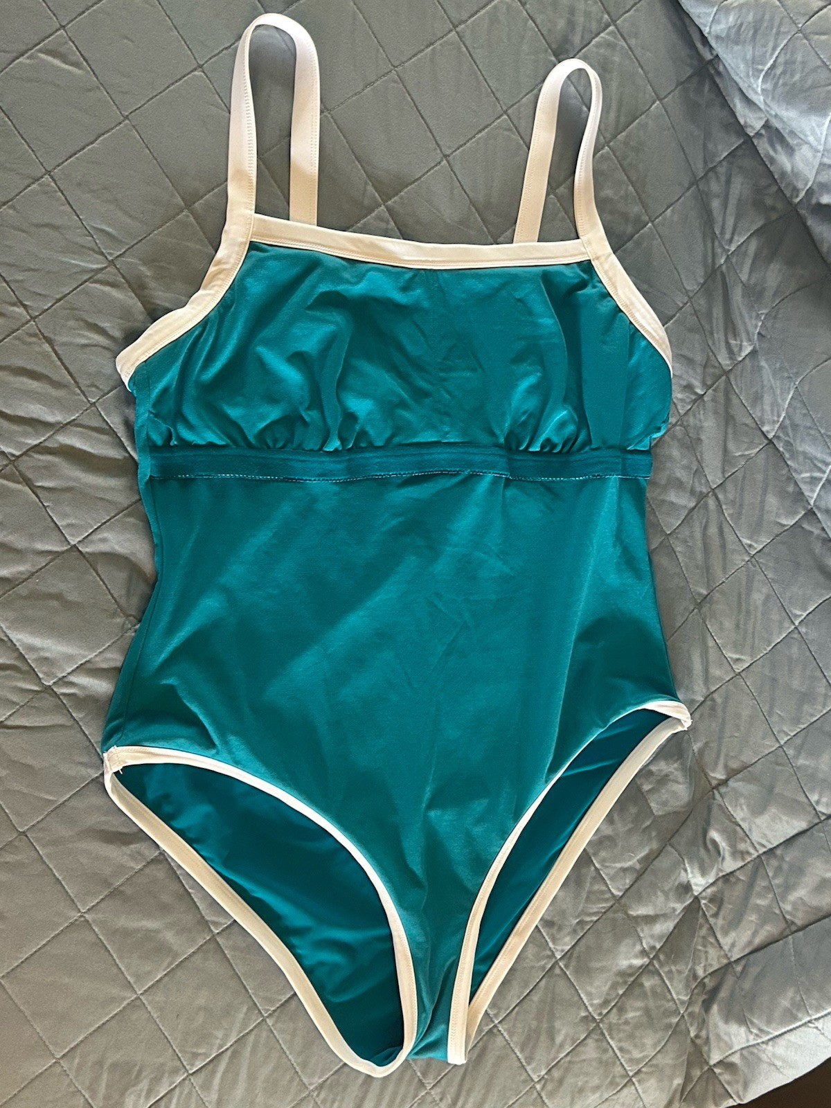 Hurley Womens High Neck One Piece Swimsuit Teal Blue White Trim Size XXL 2XG