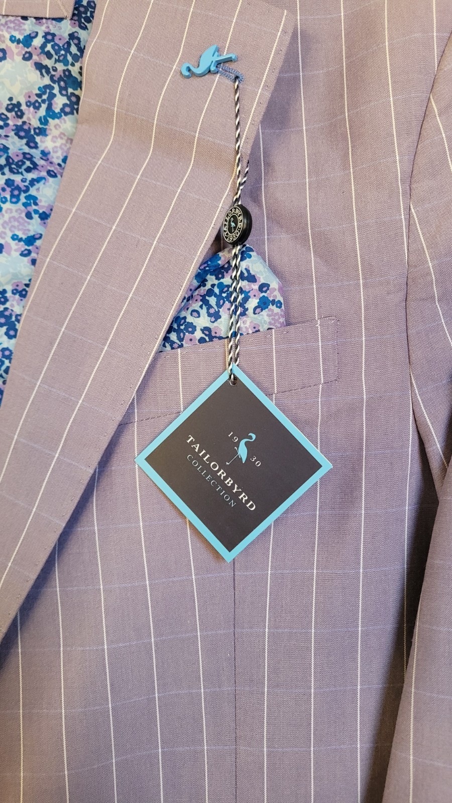 Tailorbyrd Mens Plaid Blazer, Lilac Mini Windowpane Sport Coat