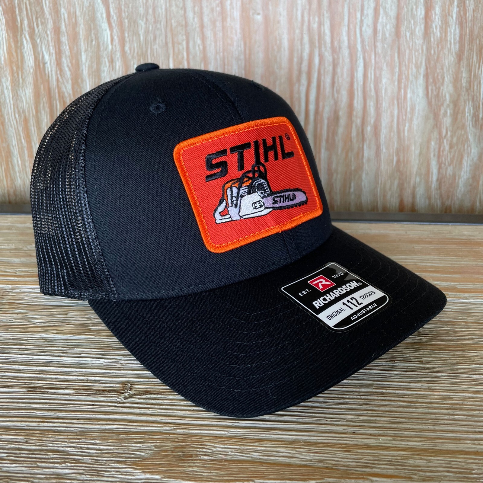 Stihl Chainsaw Vintage Patch Hat – Richardson 112 All Black Cap