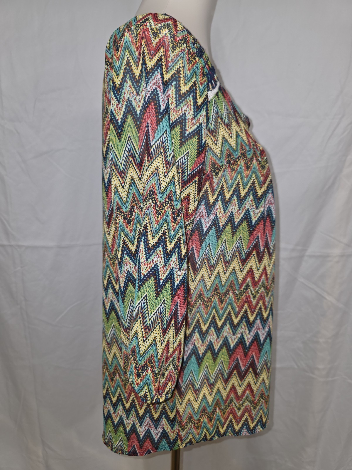 Women Size Small Umgee Blouse Long-sleeve Multicolor Geometric Print