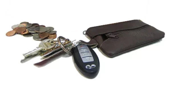 Black Genuine Leather Small Coin Holder Change Purse Zipper Key Card Wallet