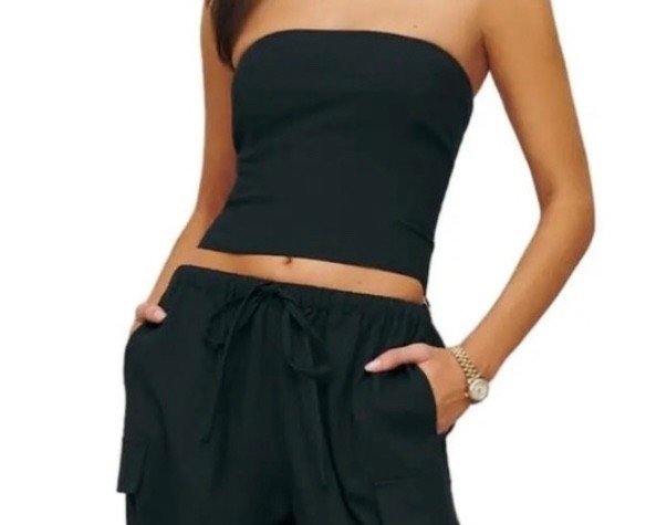 Reformation Stella Strapless Bandeau Tube Top Black Size 8 NWT