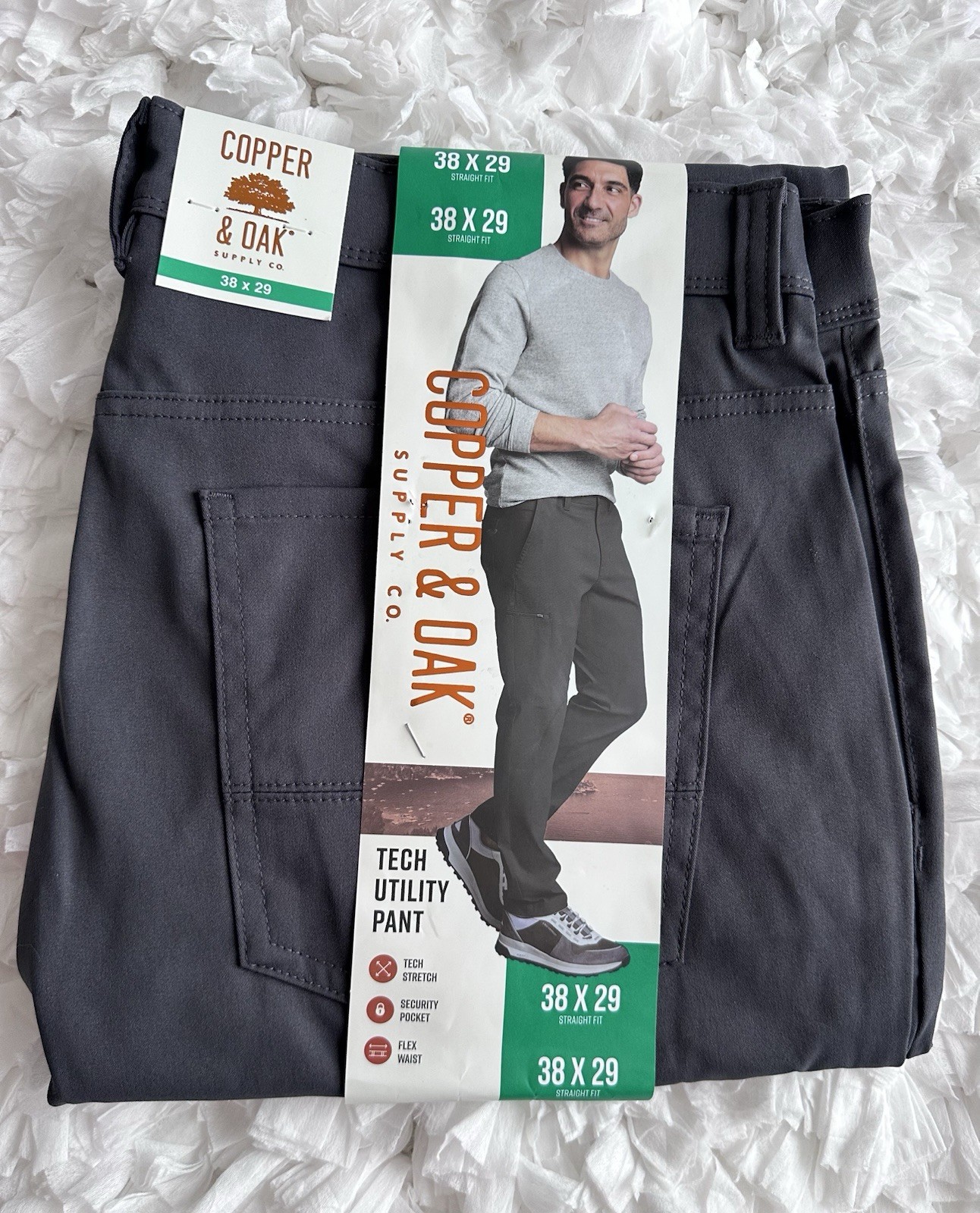 Copper and Oak Supply Co. Men’s Straight Fit Tech Utility Pants 38×29 Gray NWT