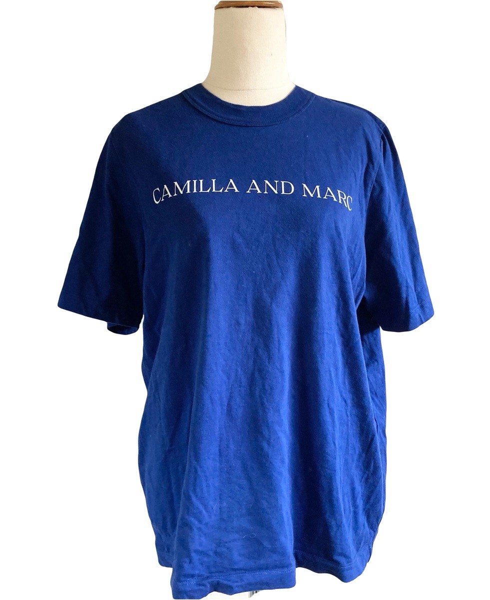 C&M CAMILLA AND MARC Asher Tee Logo Size AU8 Indigo Blue T shirt