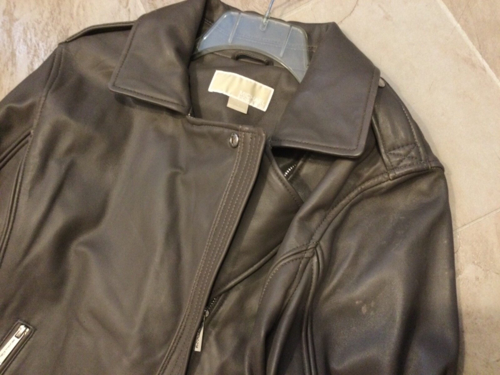 Nwt $450 Michael Kors Genuine Leather Rock Gray Moto Motorcycle Jacket XL Defect