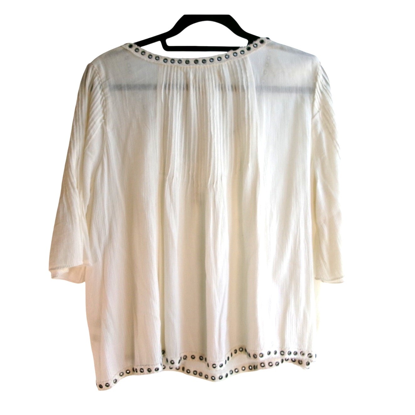 Denim & Supply Ralph Lauren Studded Peasant Top Ivory XL Boho