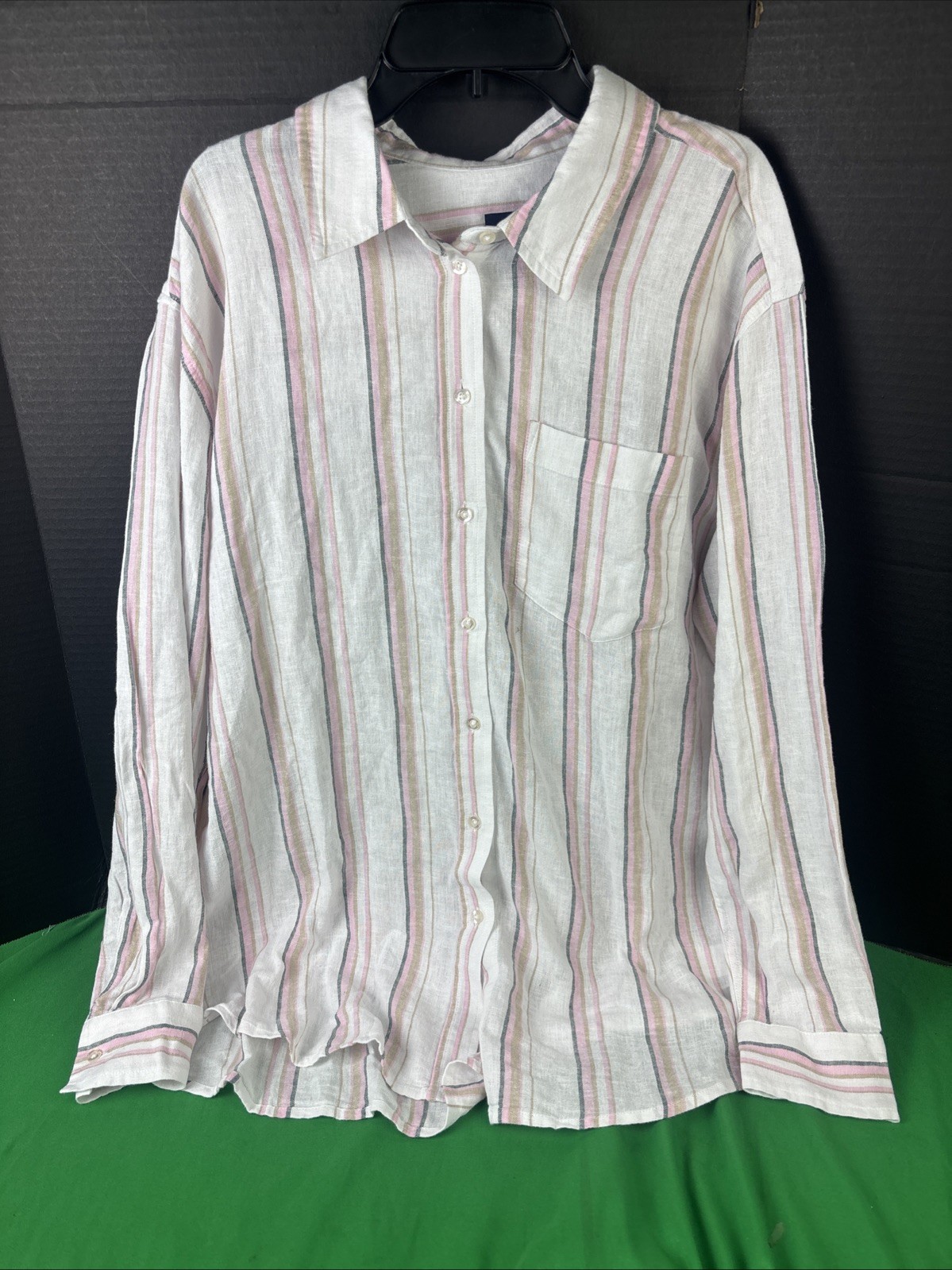 Gap Women’s Linen Button Down Top Size Small Multi Stripe