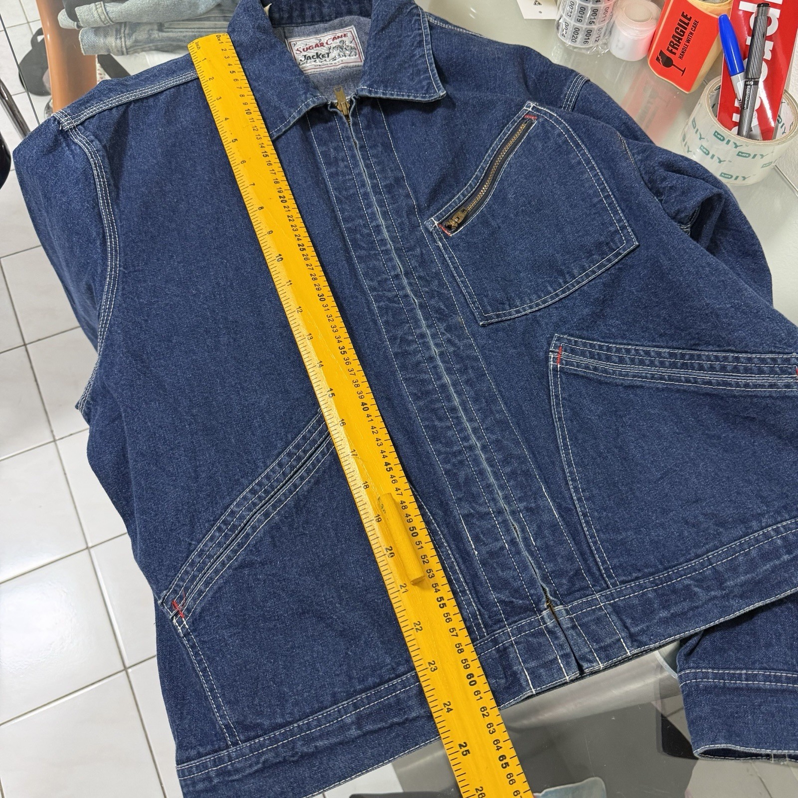 Vintage Vtg Sugar Cane Denim Zip Jacket Large Mens Selvedge Iron Heart Momotaro