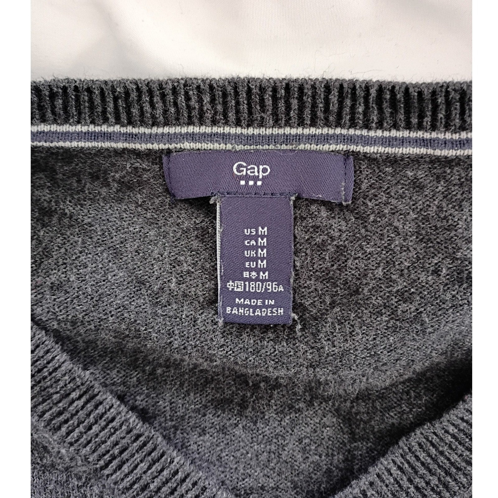 Gap Men’s V-Neck Sweater Dark Gray Heathered Size Medium Casual Classic Style
