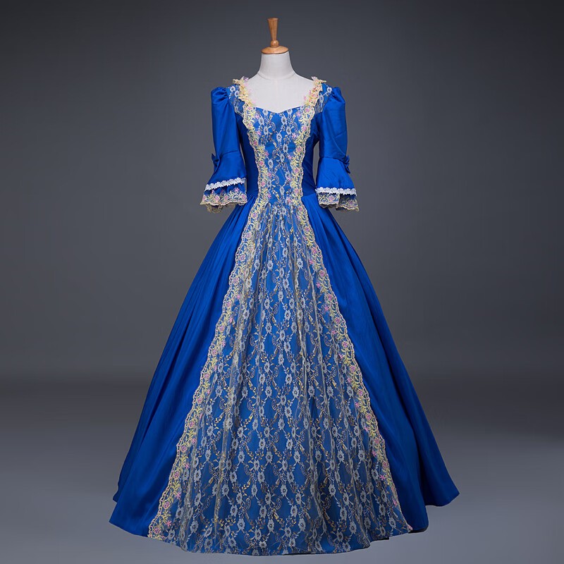 Europe Middle Age Palace Costume Evening Dress Vintage Gown Drama Outfit Cosplay