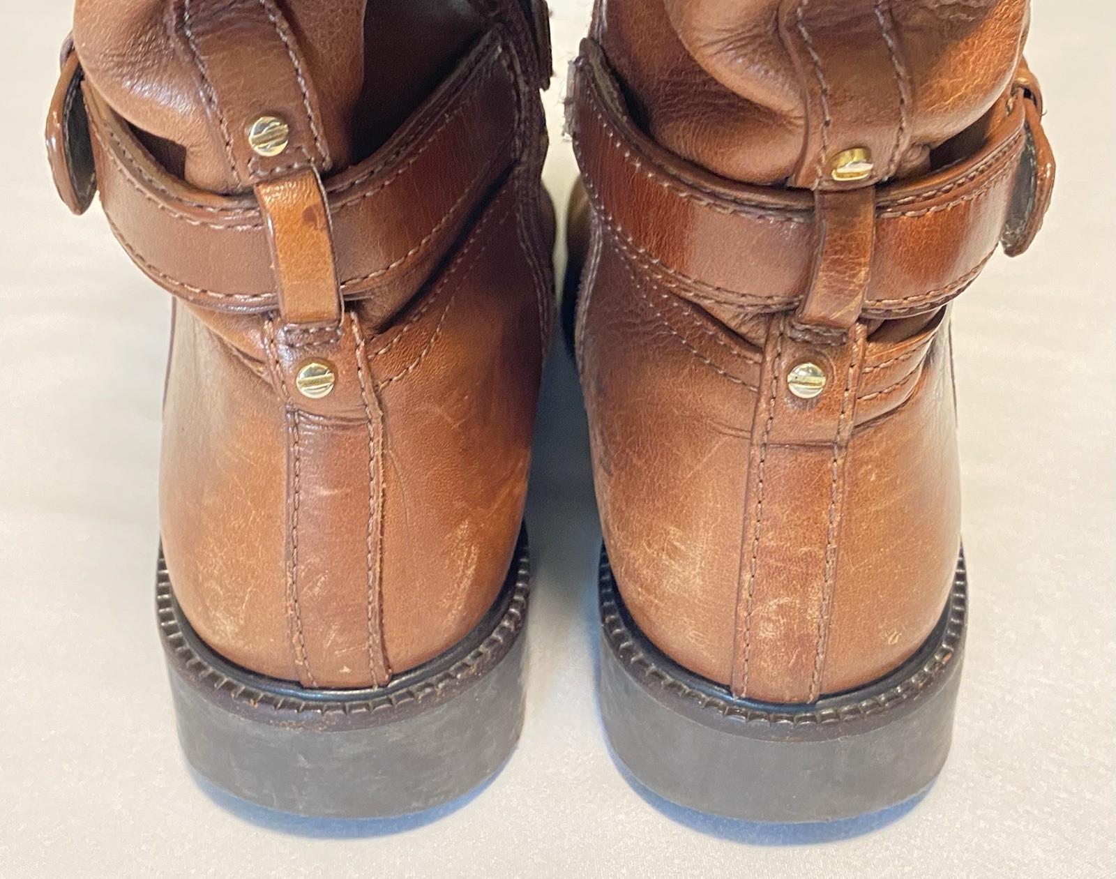 Tory Burch Colorblock Brown & Gray Zip Buckle Riding Boots Women’s Shoes Size 9M