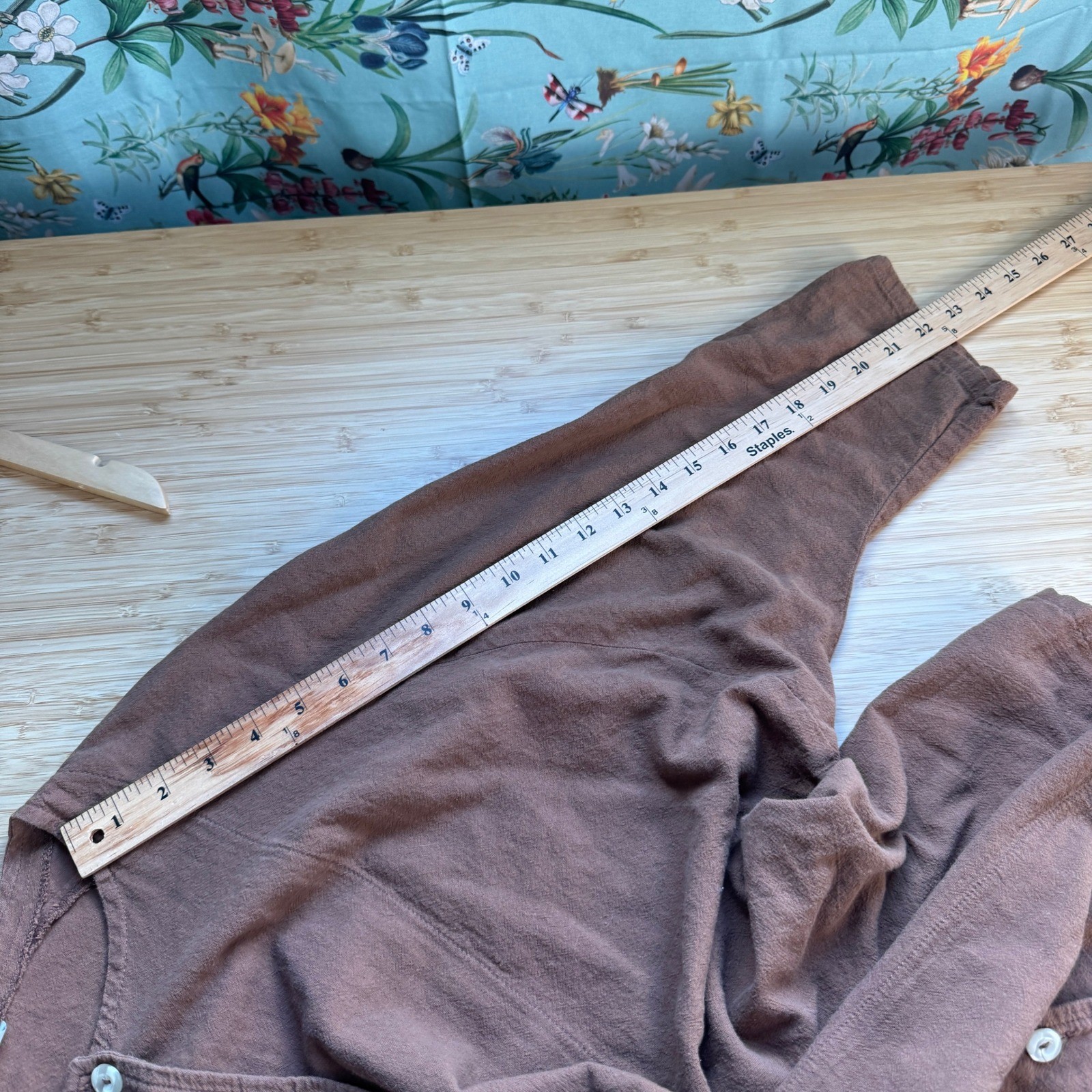 B’ Gauze Brown Cotton Button Front Oversized Top Made in USA One Size Fits All