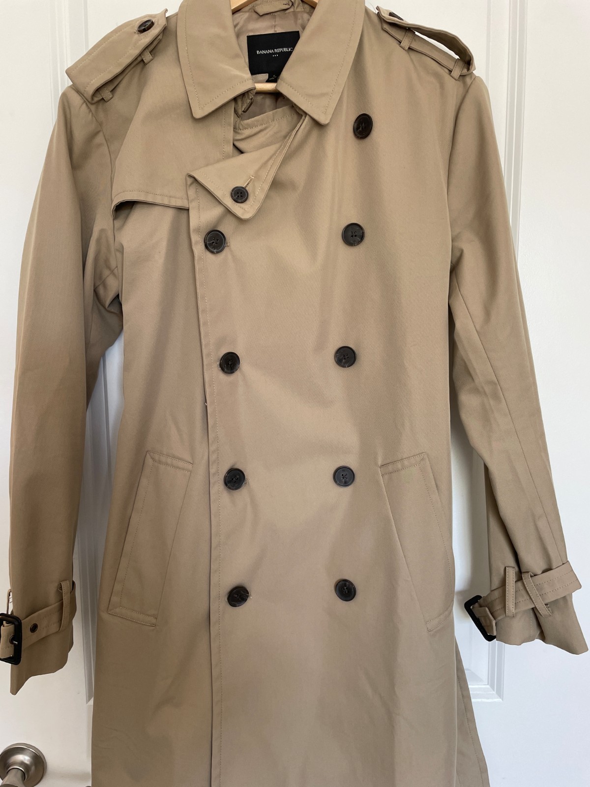 Banana Republic Double Breasted Trench Coat Size S Tan Khaki Beige Classic