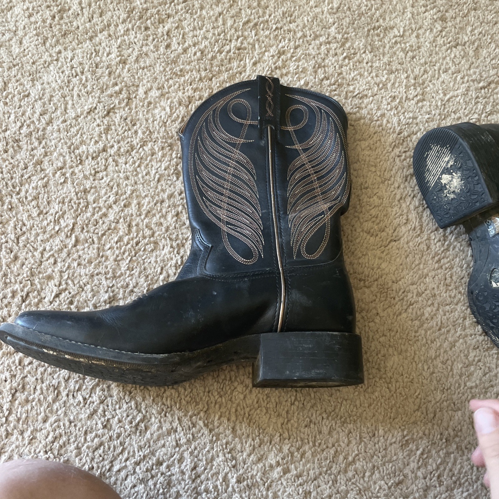 🔥9.5 B Ariat Sport Western Wide Square Toe Black Deertan 10016529